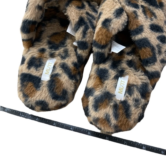 NWOT Fur Slippers Leopard Print Large Size 9-10 - Picture 6 of 7